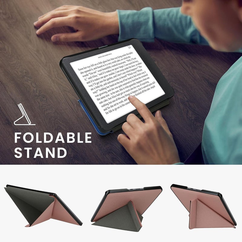 kwmobile Origami Case Compatible with Kobo Forma Case - Slim PU Leather Cover with Stand - Rose Gold - Image 4